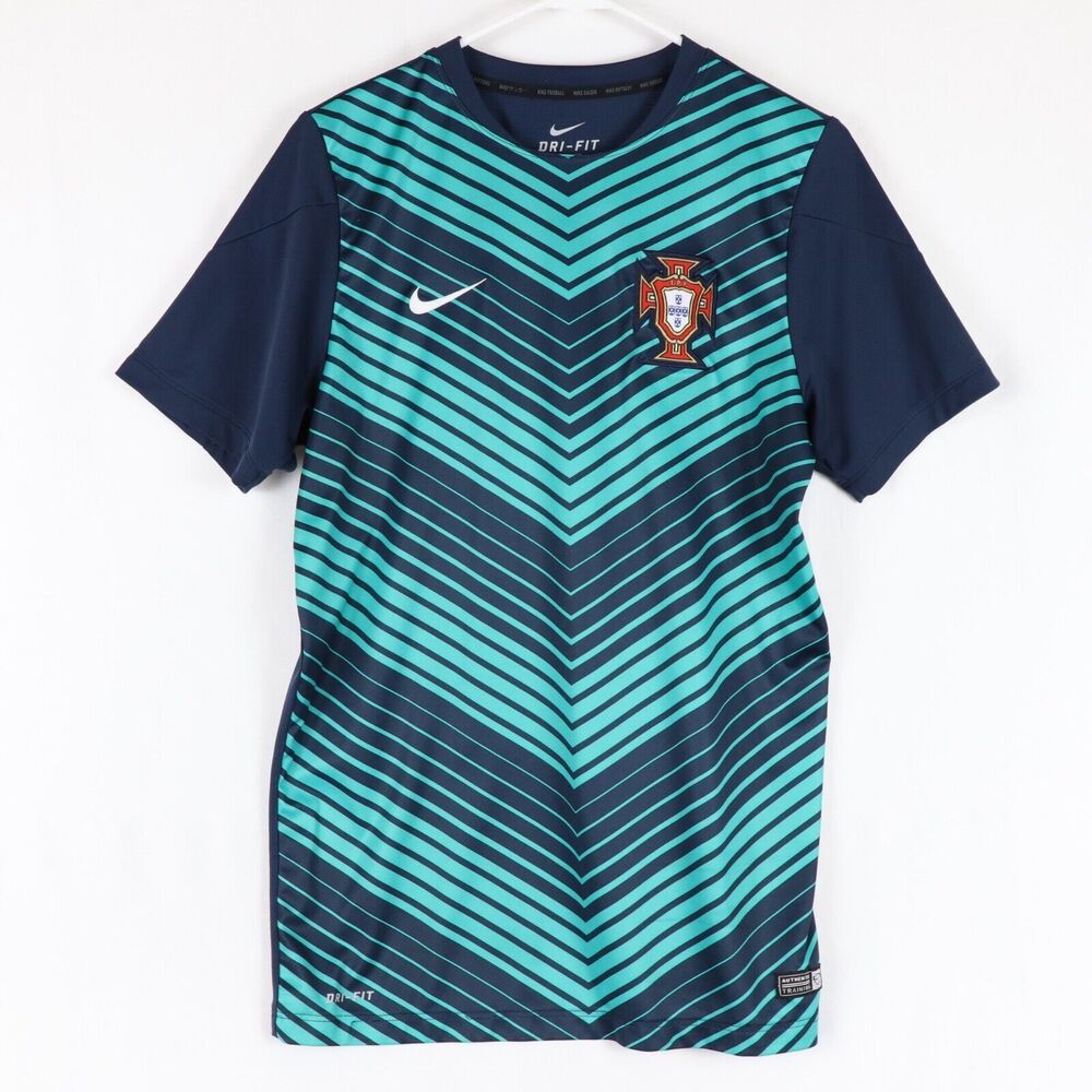 Portugal National Team Jersey Men's Medium Blue 2014 Pre-Match